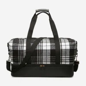 DSW black & white plaid weekender bag 20 by 10 inches (price is negotiable)
